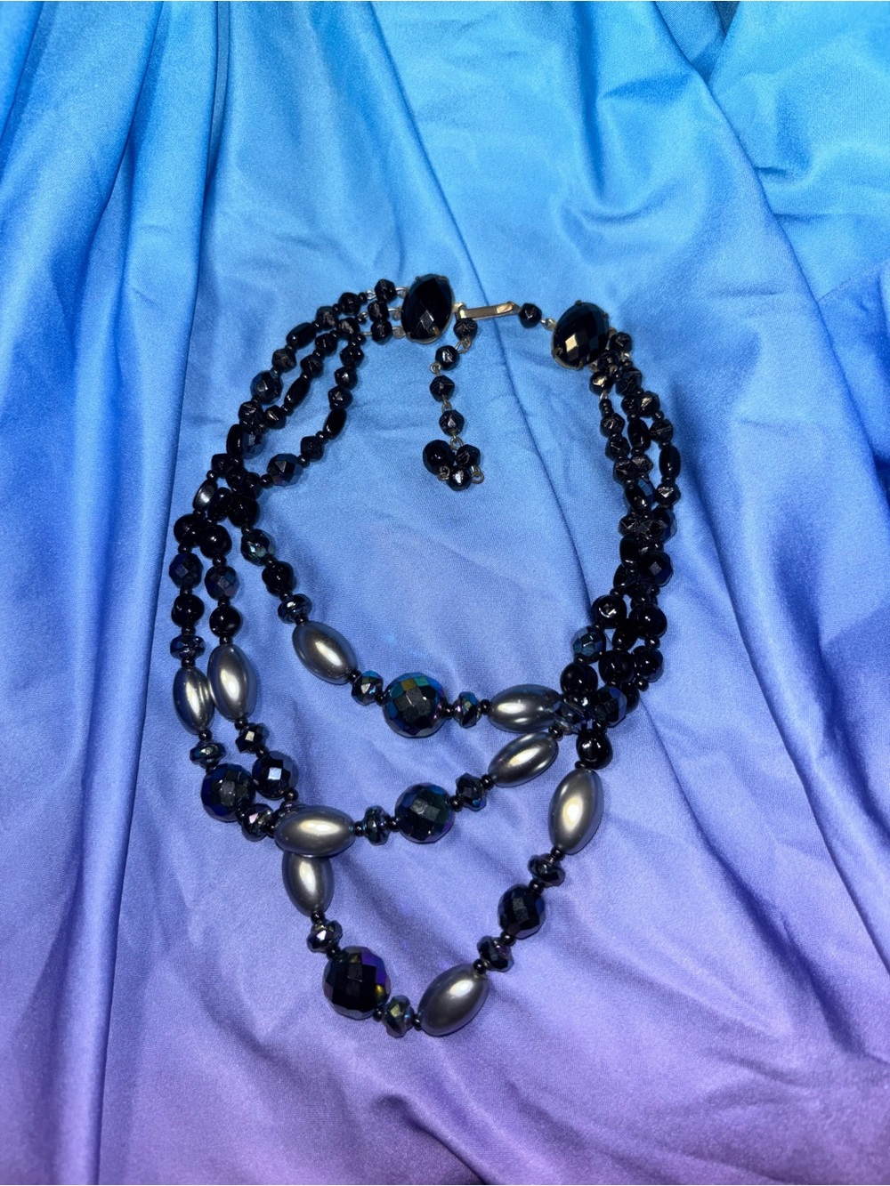 Vintage antique Crystal Necklace Lolita  Germany, 15" Beaded Chain whimsy 50s